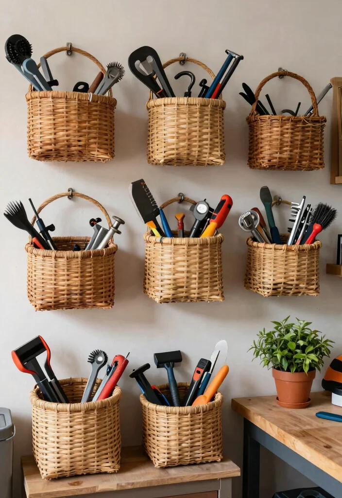 11 Functional Bike Tool Storage Ideas for Your Workshop 5. Tool Tidy Baskets 0