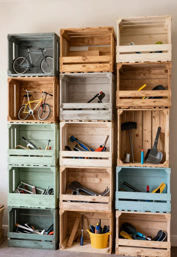 11 Functional Bike Tool Storage Ideas for Your Workshop 6. Repurposed Wooden Crates 0