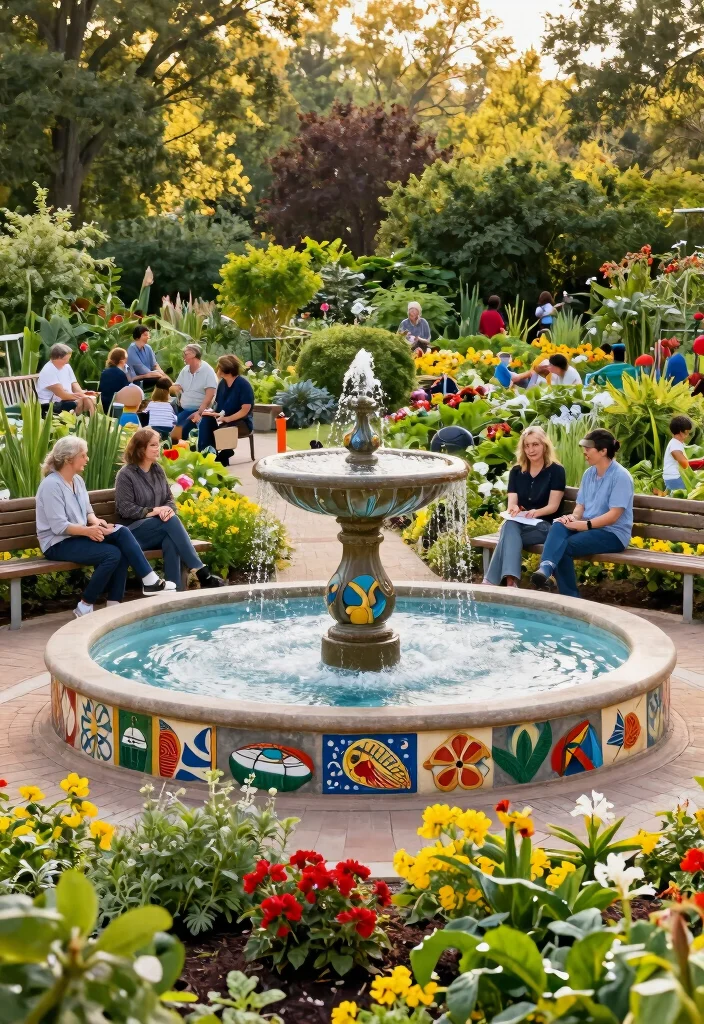 11 Grand Park Water Fountain Ideas for Large Landscapes 11 11 Grand Park Water Fountain Ideas for Large Landscapes 11. Community Garden Fountain 0