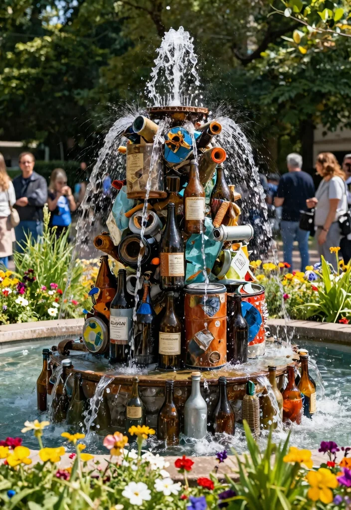 11 Grand Park Water Fountain Ideas for Large Landscapes 3 11 Grand Park Water Fountain Ideas for Large Landscapes 3. Recycled Materials Fountain 0