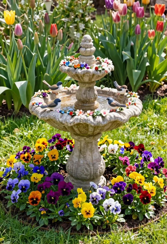 11 Magical Bird Bath Decorating Ideas for Every Season 1. Spring Blooms A Floral Fantasy 0
