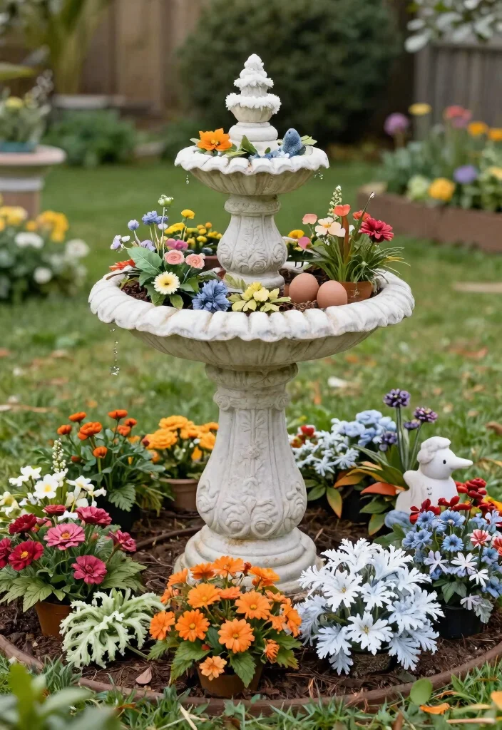 11 Magical Bird Bath Decorating Ideas for Every Season 10. Seasonal Touches Rotating Decor 0