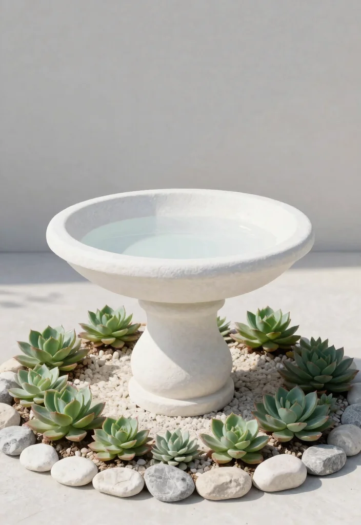 11 Magical Bird Bath Decorating Ideas for Every Season 9. Minimalist Elegance Simplistic Design 0