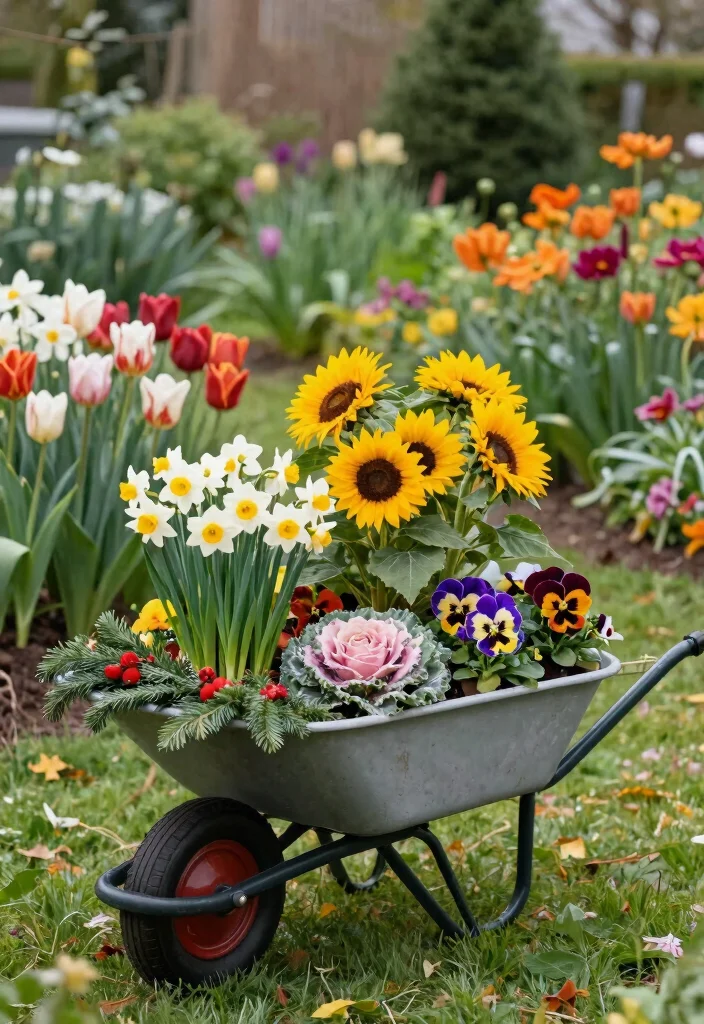 11 Magical Tipped Wheelbarrow Planter Ideas Spilled Flowers 5. Seasonal Spectacle 0
