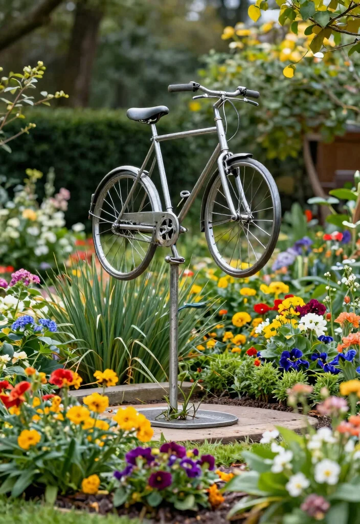 11 Secure Outdoor Bike Storage Ideas for Your Yard 11 11 Secure Outdoor Bike Storage Ideas for Your Yard 11. Artistic Vertical Bike Sculpture 0