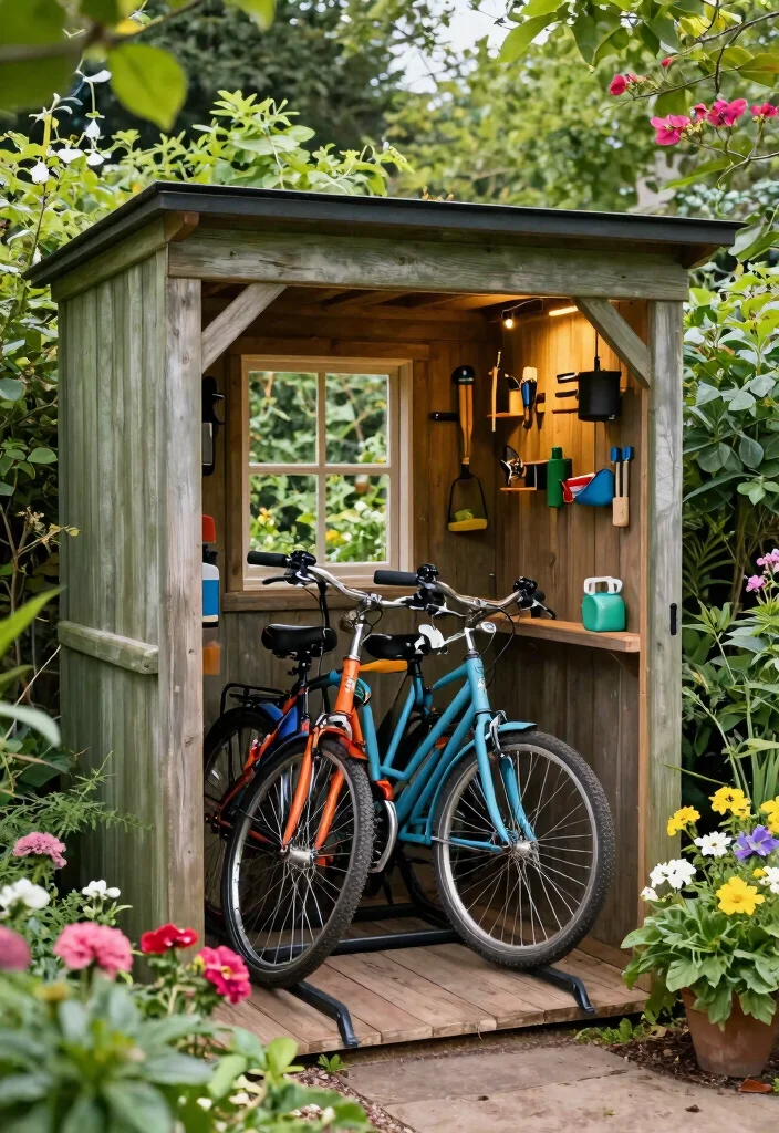 11 Secure Outdoor Bike Storage Ideas for Your Yard 2 11 Secure Outdoor Bike Storage Ideas for Your Yard 2. Garden Shed with Vertical Bike Rack 0