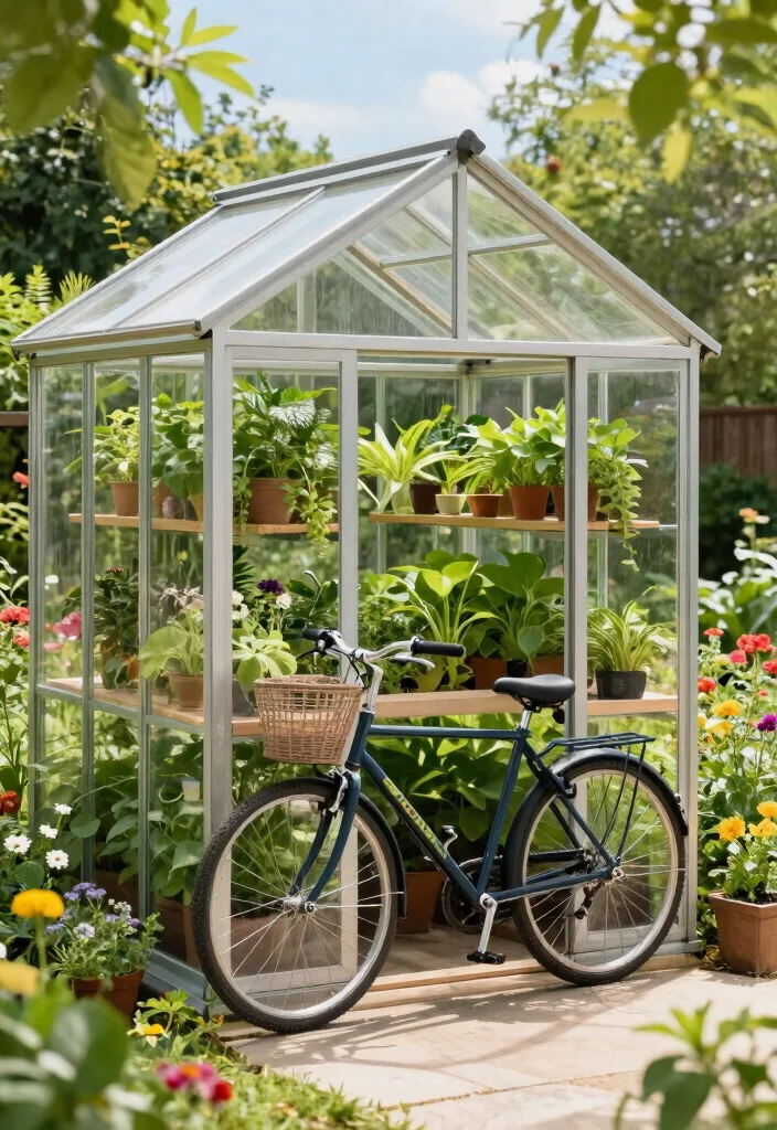 11 Secure Outdoor Bike Storage Ideas for Your Yard 5 11 Secure Outdoor Bike Storage Ideas for Your Yard 5. Vertical Greenhouse with Bike Storage 0