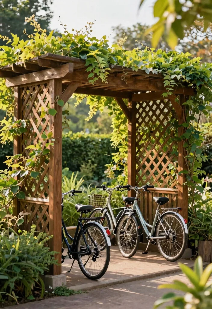 11 Secure Outdoor Bike Storage Ideas for Your Yard 9 11 Secure Outdoor Bike Storage Ideas for Your Yard 9. Bike Storage Pergola with Climbing Plants 0