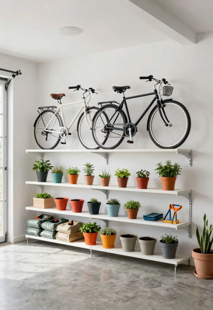 11 Sturdy Garage Bike Storage Ideas Wall Mount Solutions 3. Multi Functional Wall Shelves 0