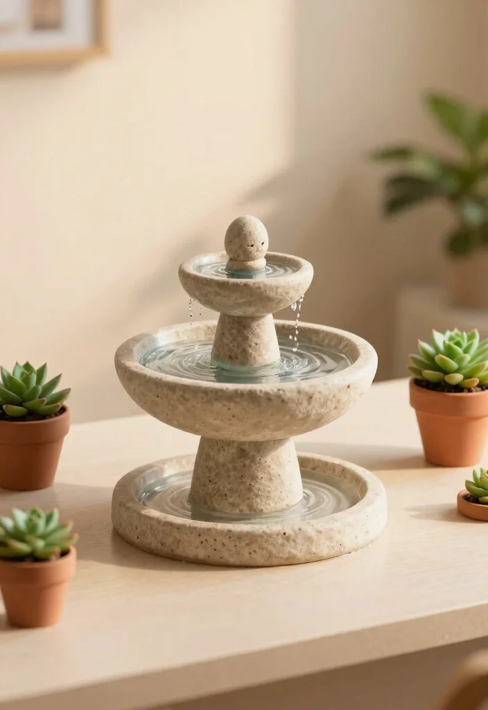 11 Zen Indoor Water Fountain Ideas for a Calming Home 1. Tabletop Tranquility 0