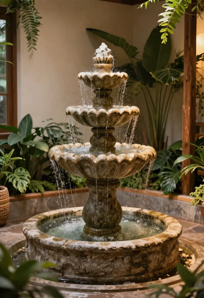 11 Zen Indoor Water Fountain Ideas for a Calming Home 2. Floor Fountain Elegance 0
