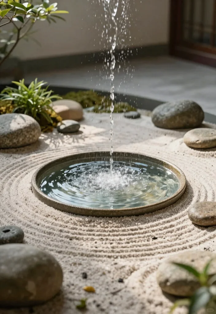 11 Zen Indoor Water Fountain Ideas for a Calming Home 4. Zen Garden Integration 0