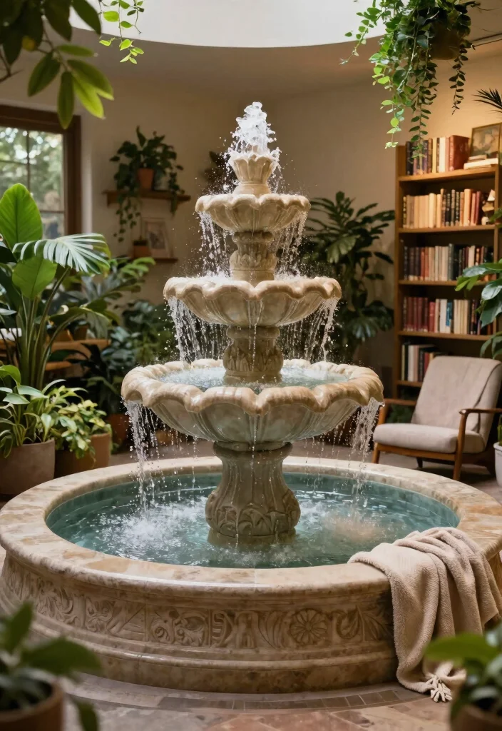 11 Zen Indoor Water Fountain Ideas for a Calming Home 9. Multi Level Magic 0