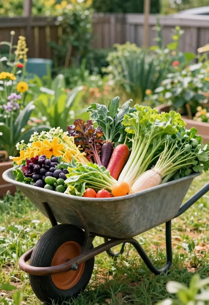13 Beautiful Garden Wheelbarrow Ideas for Floral Displays 11. Wheelbarrow with Organic Planting 0