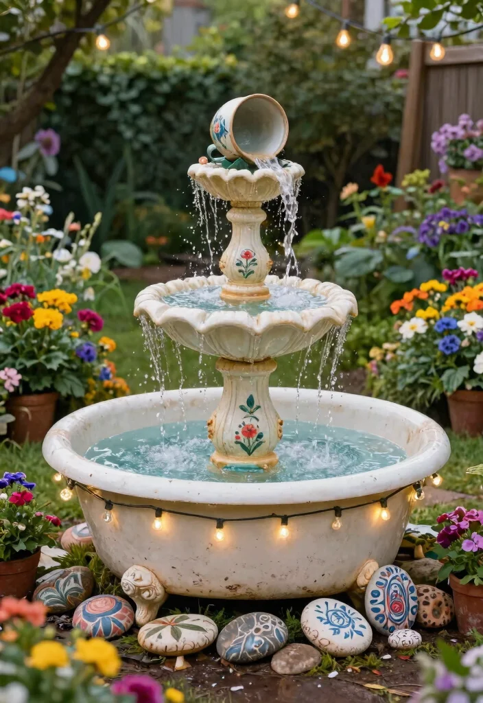 13 Best Animal Crossing Water Fountain Ideas 10. Creative Repurposed Fountain 0