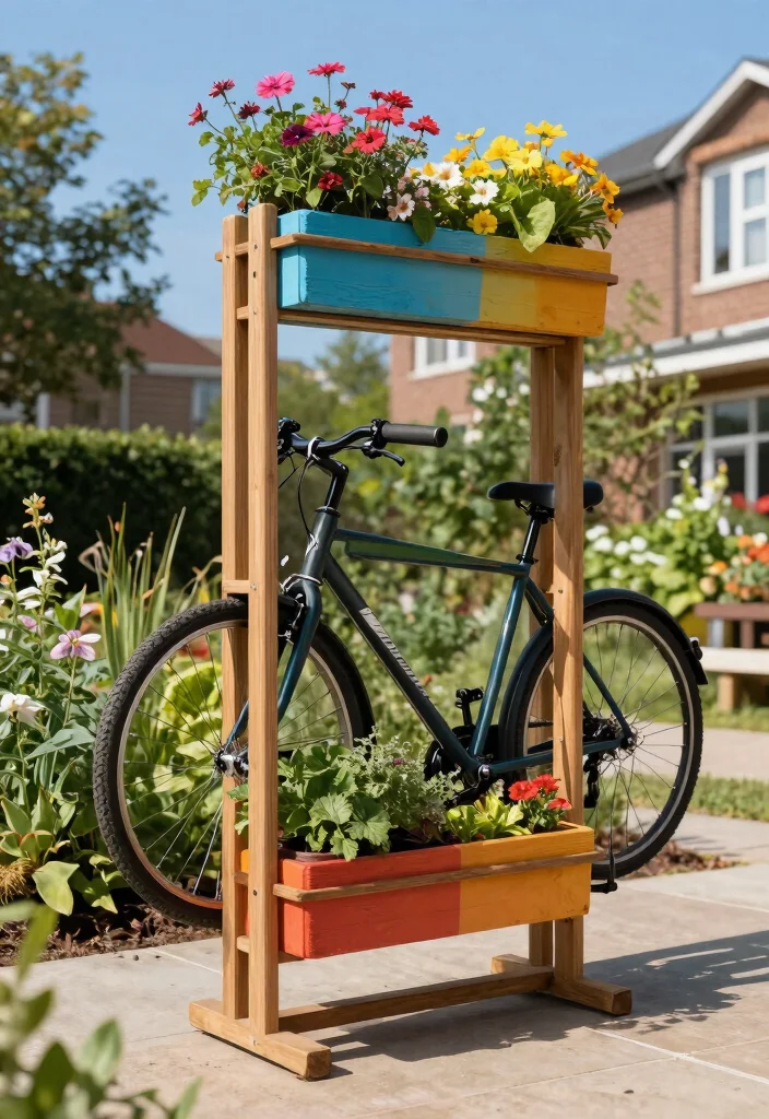 13 Best Multi Bike Storage Ideas for Large Families 3. Vertical Planter Bike Holder 0