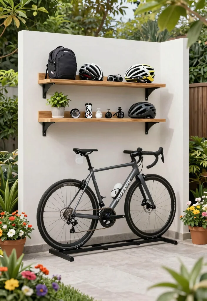 13 Best Multi Bike Storage Ideas for Large Families 8. Wall Mounted Shelves for Gear 0