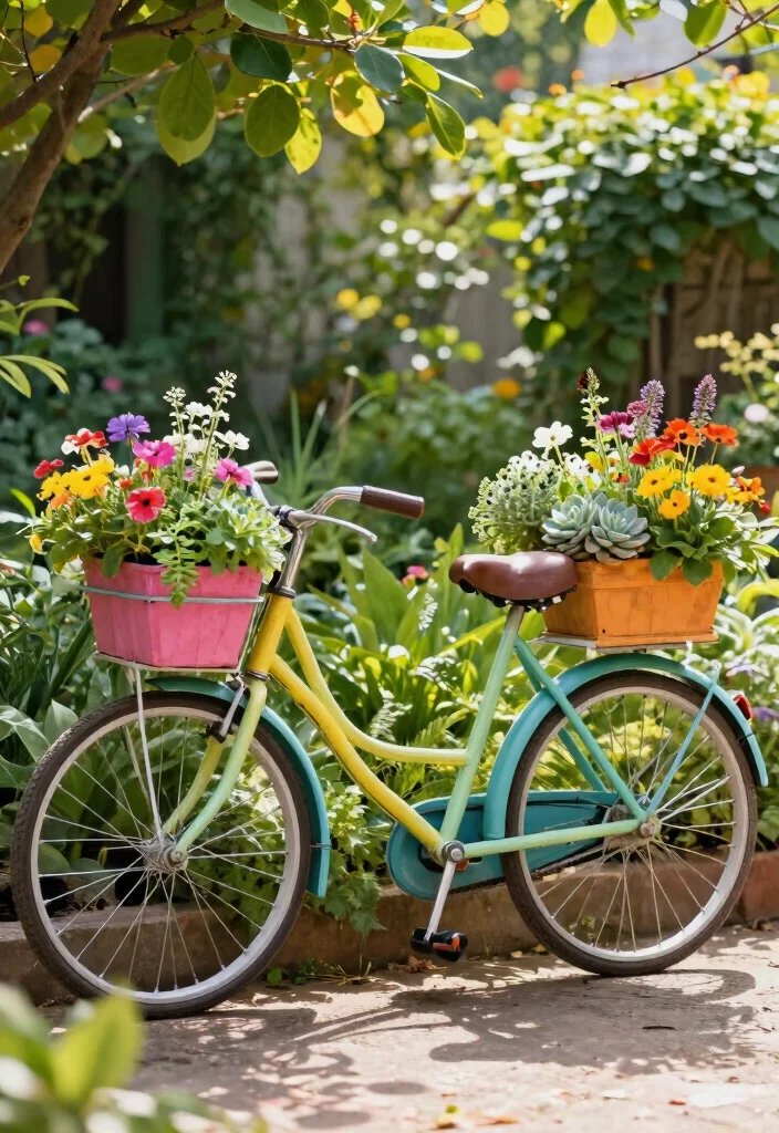 13 Clever Small Space Bike Storage Ideas Genius Hacks 4. DIY Bike Planter Two Birds One Stone 0