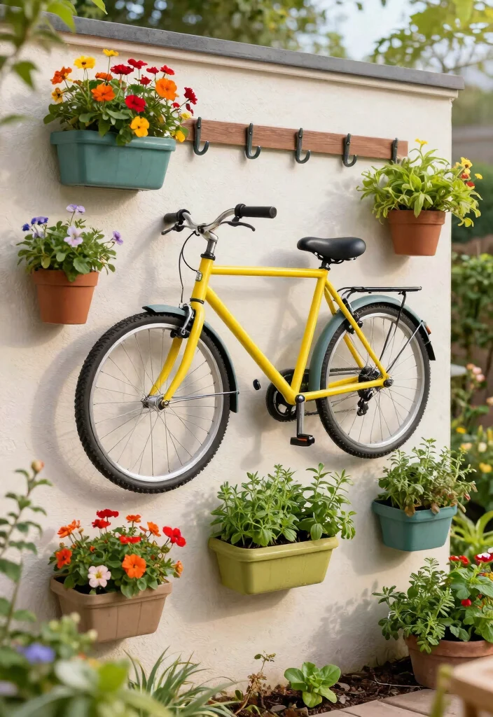 13 Clever Small Space Bike Storage Ideas Genius Hacks 7. Bike Hooks with Planters A Twist on Storage 0