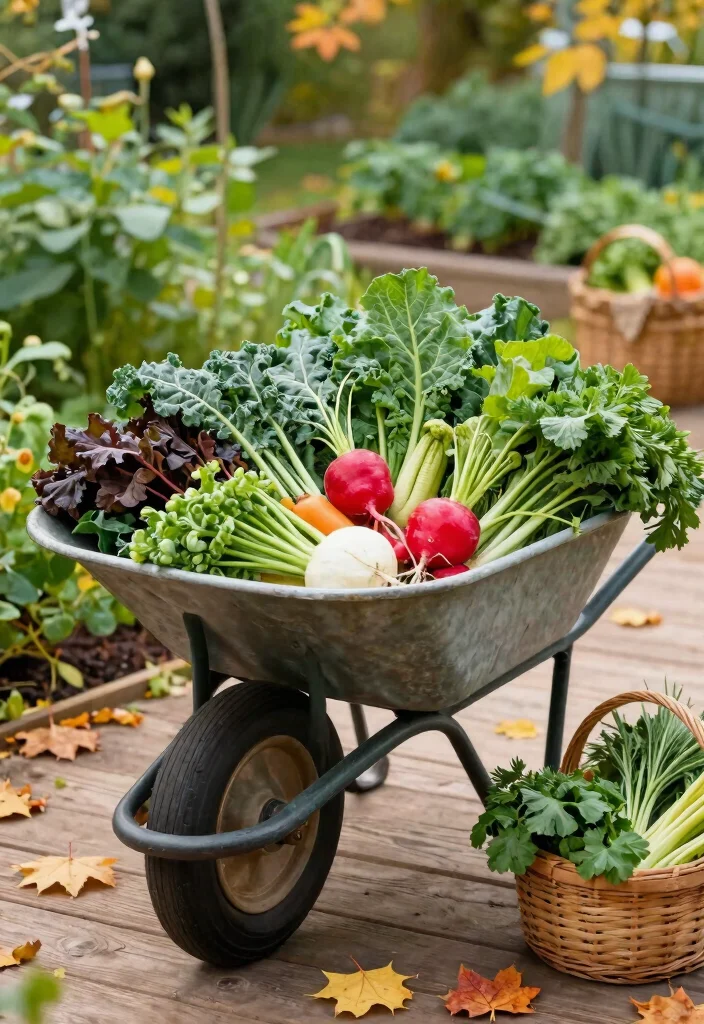 13 Cozy Wheelbarrow Planter Ideas for Fall Season Inspiration 5. Edible Autumn Harvest 0