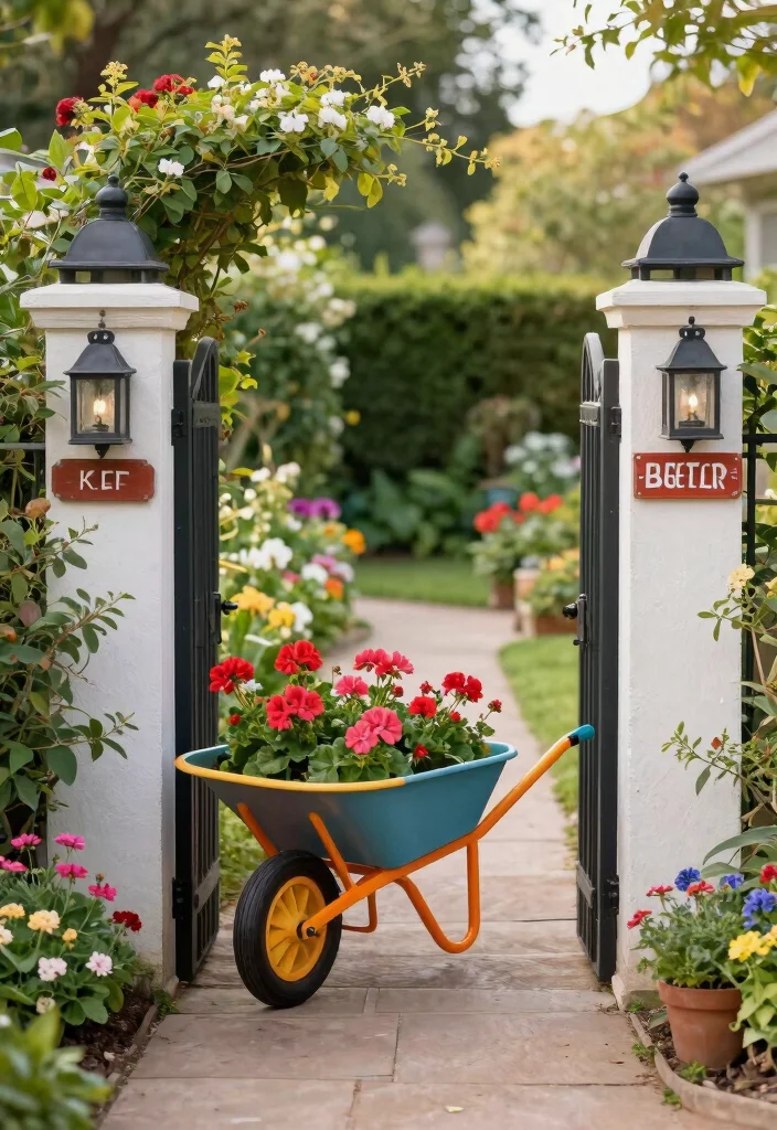 13 Dreamy Spilled Wheelbarrow Planter Ideas (Must Try!) 13 13 Dreamy Spilled Wheelbarrow Planter Ideas Must Try 13. Charming Garden Entryway 0