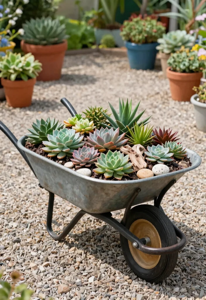 13 Dreamy Spilled Wheelbarrow Planter Ideas (Must Try!) 4 13 Dreamy Spilled Wheelbarrow Planter Ideas Must Try 4. Succulent Haven 0