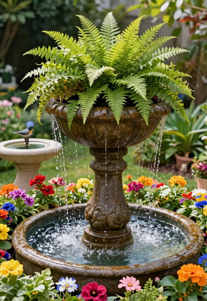 13 Elegant Urn Water Features Fountain Ideas Classic Look 10. Urn with Integrated Planter 0