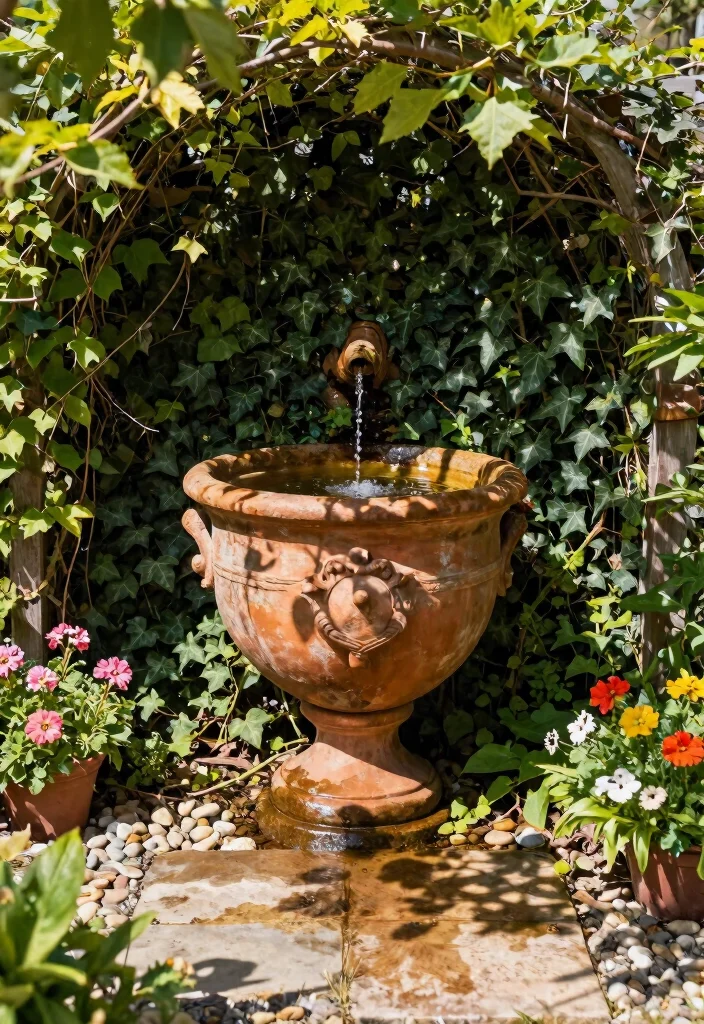 13 Elegant Urn Water Features Fountain Ideas Classic Look 2. Rustic Terra Cotta Urns 0