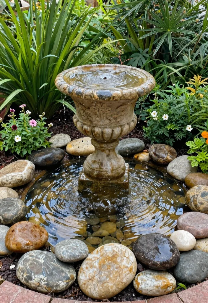 13 Elegant Urn Water Features Fountain Ideas Classic Look 9. Urn Water Feature with Surrounding Stones 0