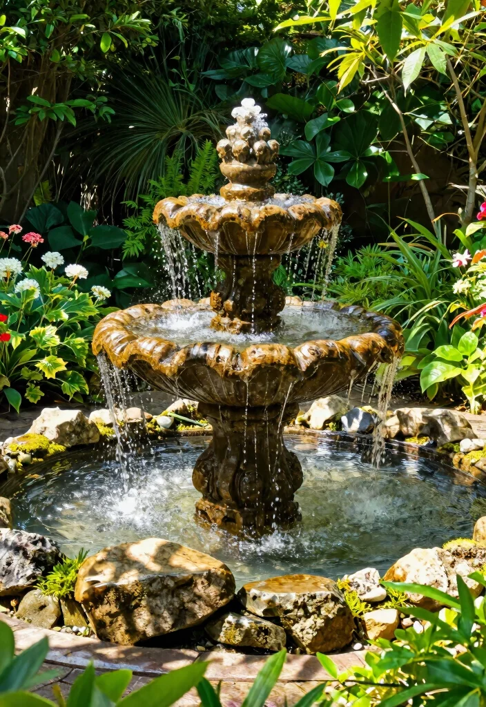 13 Grand Front Yard Water Fountain Ideas Curb Appeal 10. Natural Stone Fountain 0