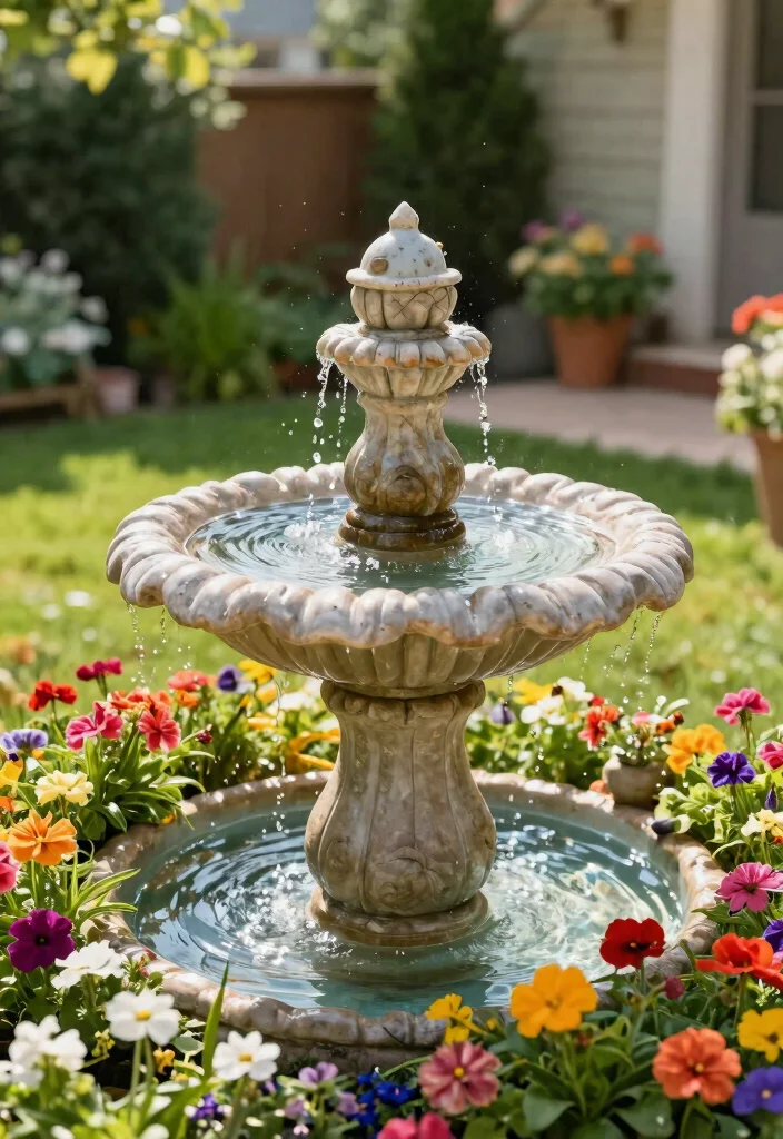 13 Grand Front Yard Water Fountain Ideas Curb Appeal 8. Birdbath Fountain 0