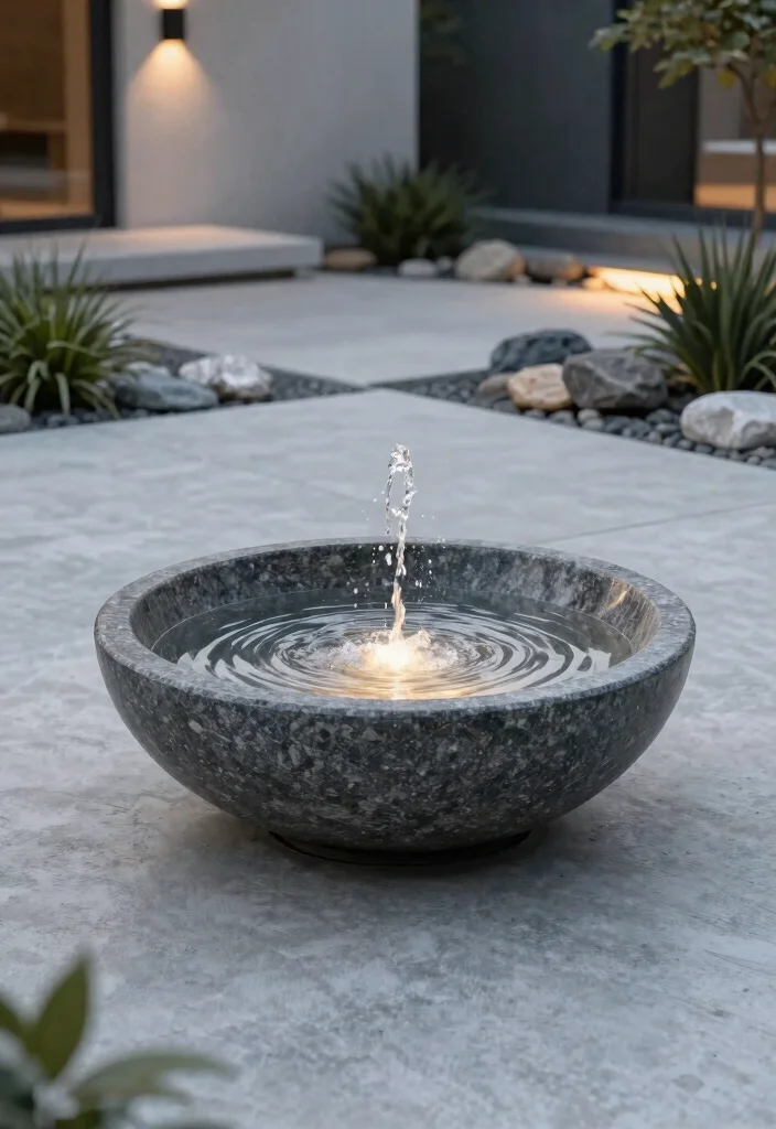13 Grand Front Yard Water Fountain Ideas Curb Appeal 9. Contemporary Bowl Fountain 0