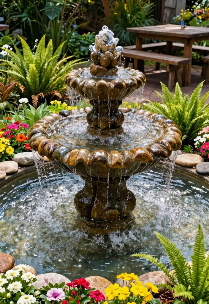 13 Natural Rock Water Fountain Ideas for Your Small Garden 1. Tiered Rock Fountain 0