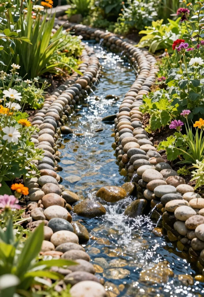 13 Natural Rock Water Fountain Ideas for Your Small Garden 10. Pebble Stream Fountain 0
