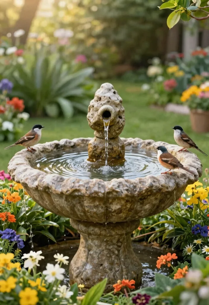 13 Natural Rock Water Fountain Ideas for Your Small Garden 5. Stone Basin Fountain 0