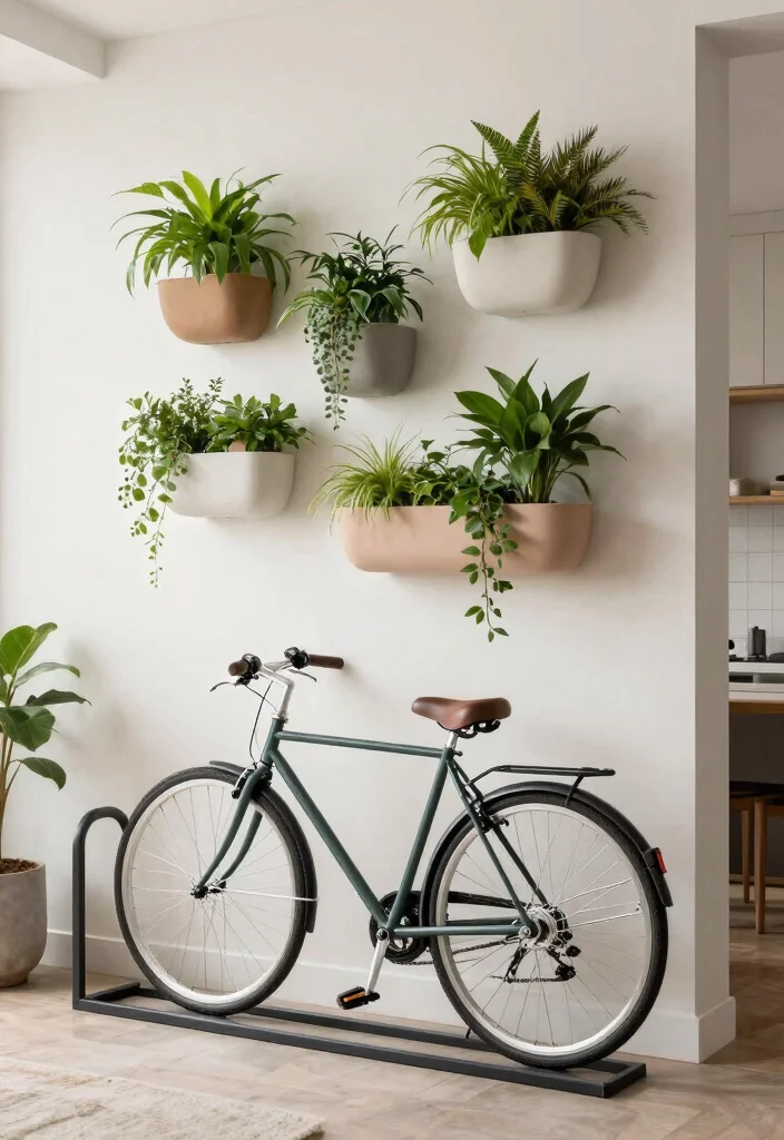 13 Pro Apartment Bike Storage Tips for Tiny Spaces 10. Wall Planters Next to Your Bike 0