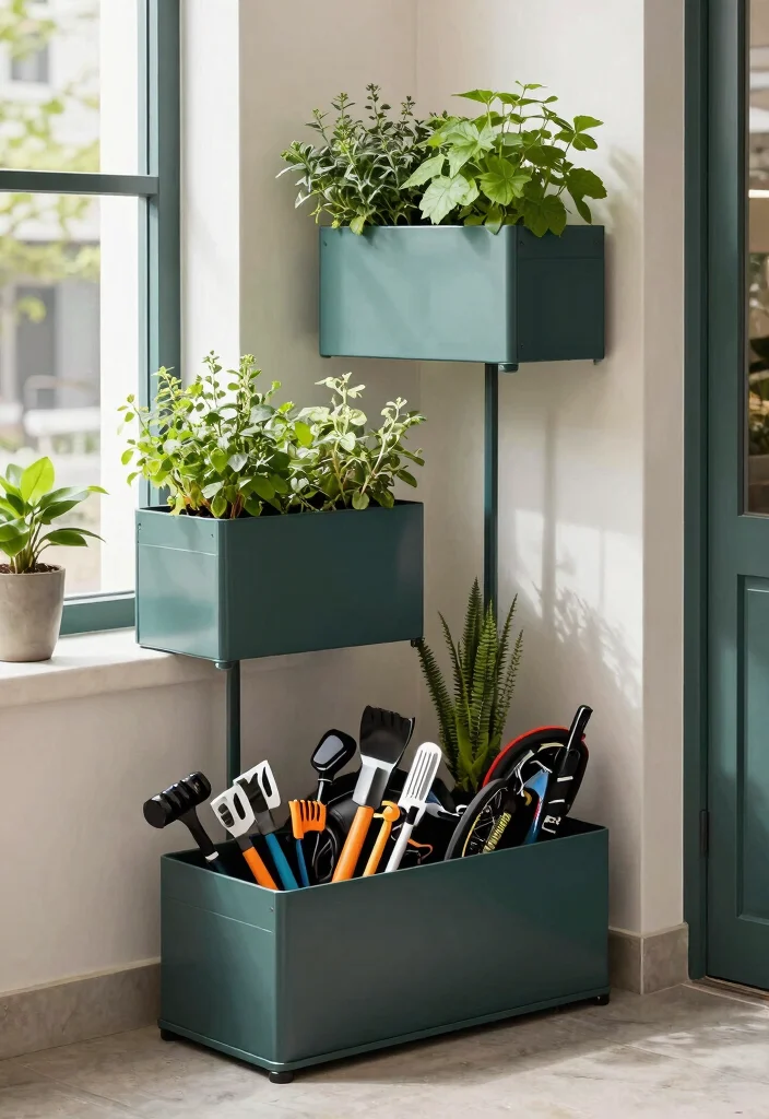 13 Pro Apartment Bike Storage Tips for Tiny Spaces 6. Use Multi Functional Planters 0