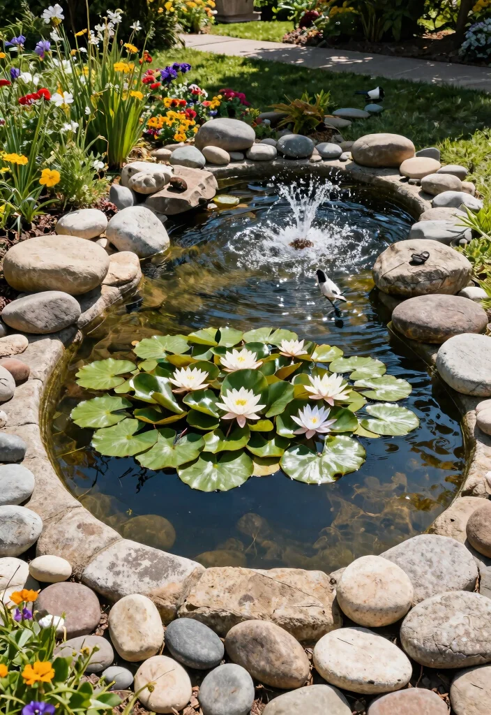 13 Relaxing Bird Bath Pond Ideas for a Backyard Retreat 1. Natural Stone Pond 0