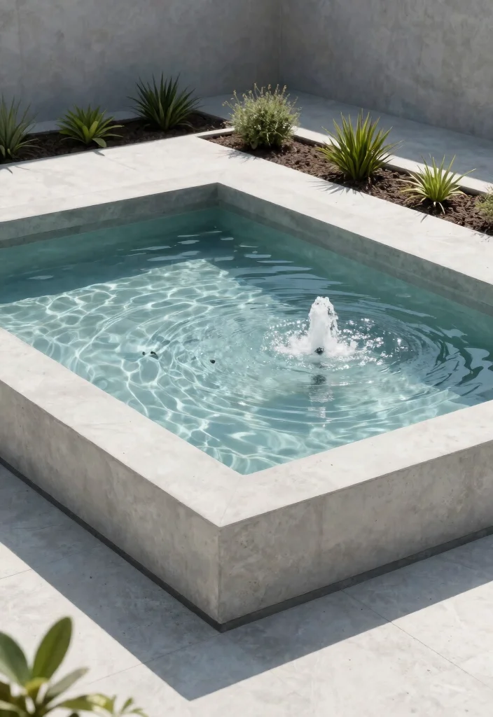 13 Relaxing Bird Bath Pond Ideas for a Backyard Retreat 11. Minimalist Concrete Pond 0