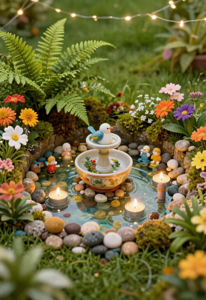 13 Relaxing Bird Bath Pond Ideas for a Backyard Retreat 2. Whimsical Fairy Garden Pond 0