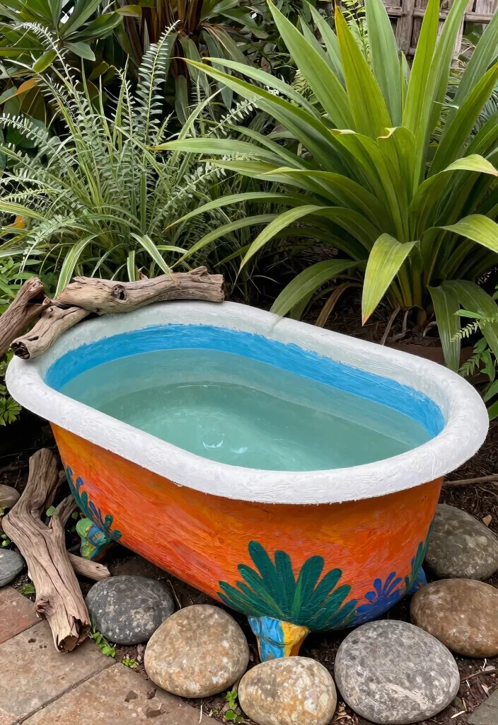 13 Relaxing Bird Bath Pond Ideas for a Backyard Retreat 8. Recycled Material Pond 0