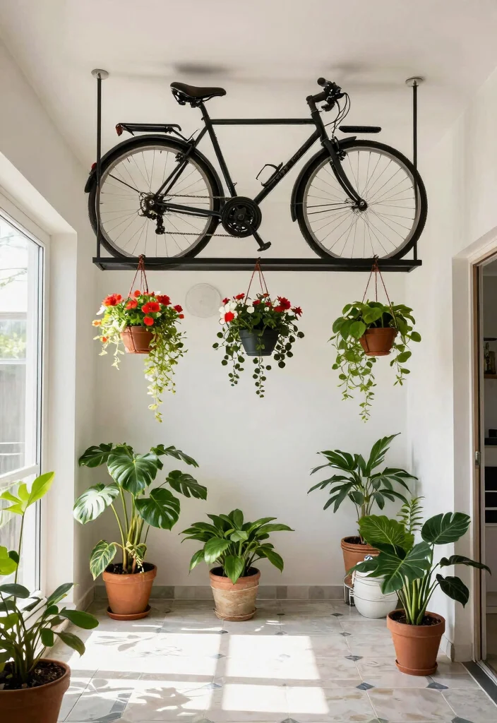 13 Smart Apartment Bike Storage Ideas for Urban Gardeners 6 13 Smart Apartment Bike Storage Ideas for Urban Gardeners 7. Hanging Bike Storage 0