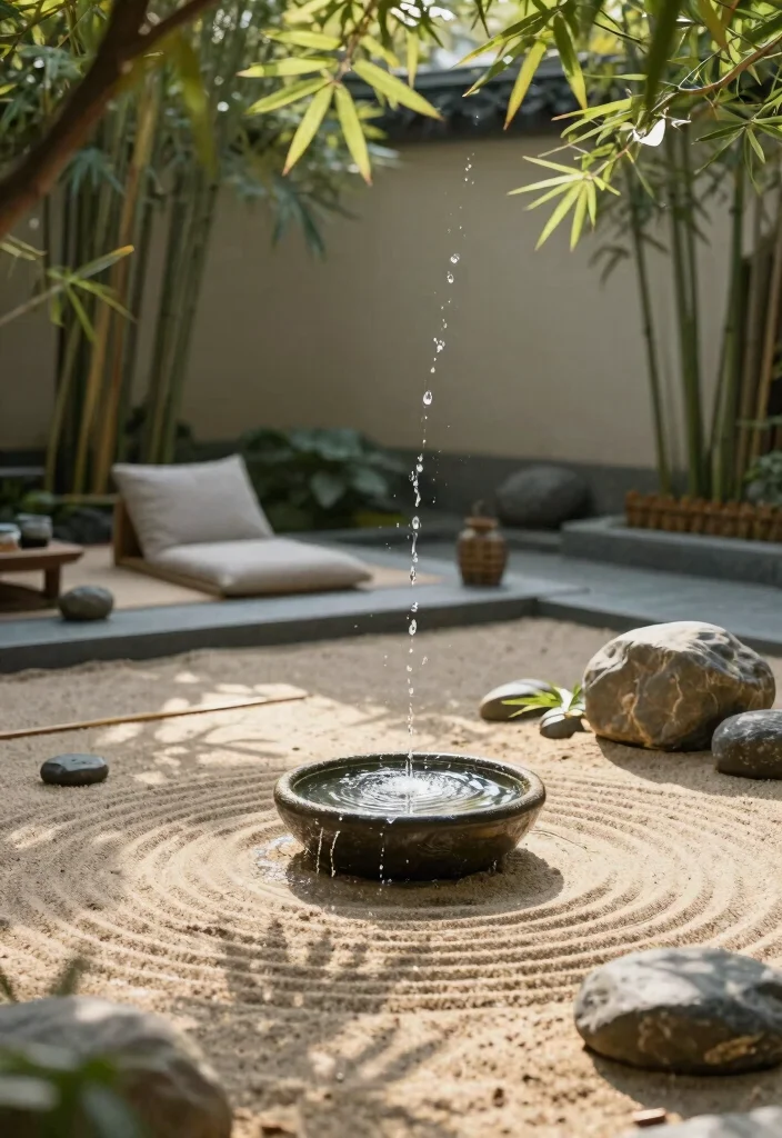 13 Soothing Patio Water Fountain Ideas for Outdoor Living 12 13 Soothing Patio Water Fountain Ideas for Outdoor Living 13. Tranquil Zen Sand Fountain 0