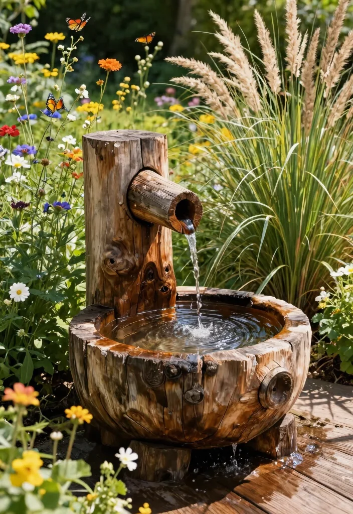 13 Soothing Patio Water Fountain Ideas for Outdoor Living 3 13 Soothing Patio Water Fountain Ideas for Outdoor Living 3. Rustic Wooden Fountains 0