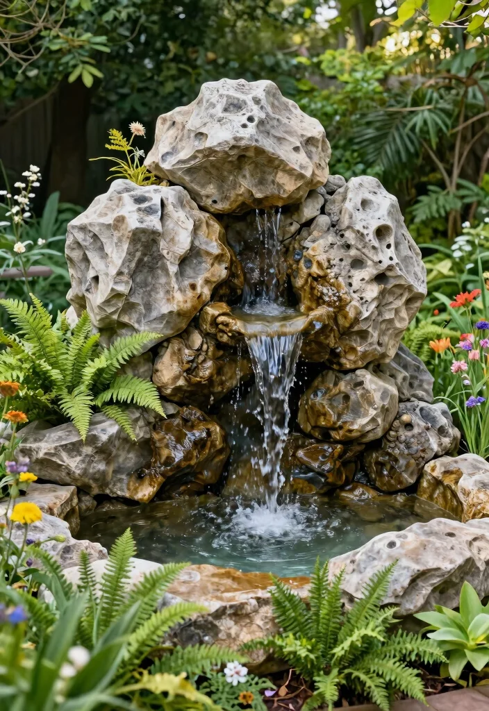 13 Soothing Patio Water Fountain Ideas for Outdoor Living 4 13 Soothing Patio Water Fountain Ideas for Outdoor Living 5. Nature Inspired Stone Fountains 0