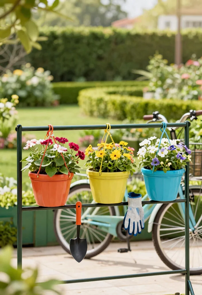 13 Ultimate Bike Gear Storage Ideas End the Clutter 7. Hanging Planters with Storage Hooks 0