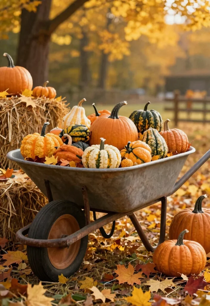13 Unique Wheelbarrow Decorating Ideas for Every Season 3. Autumn Harvest Rustic Charm 0
