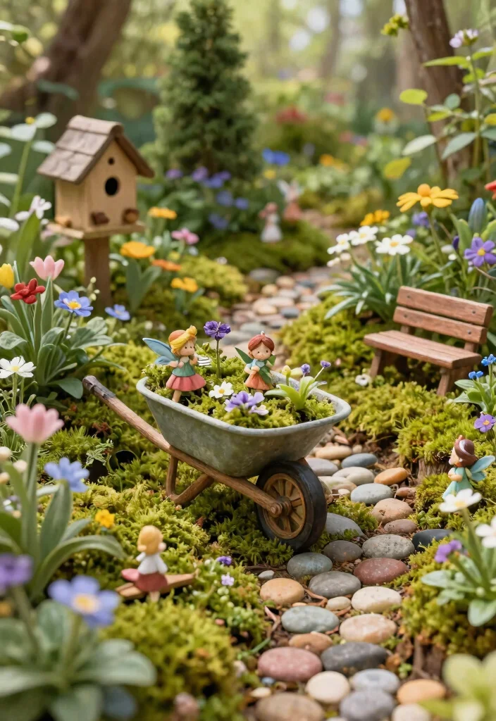 13 Unique Wheelbarrow Decorating Ideas for Every Season 5. Springtime Fairy Garden 0