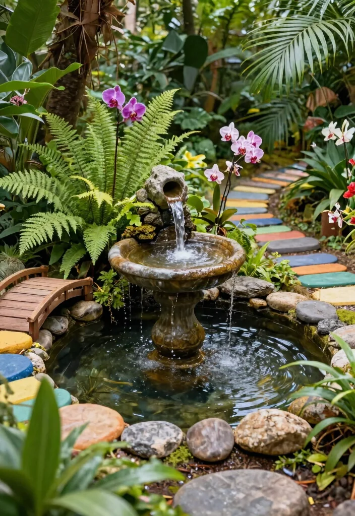 13 Whimsical Bird Bath Fairy Garden Ideas Kids Will Love 3. Magical Waterfall 0