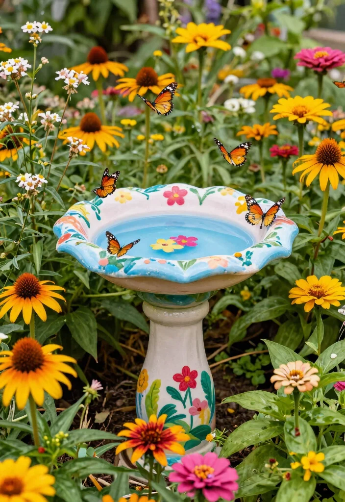 13 Whimsical Bird Bath Fairy Garden Ideas Kids Will Love 8. Bright Butterfly Haven 0